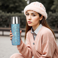 Ensemble cadeau de gobelet isotherme en titane à double paroi de 380 ml avec motif cristal bicolore