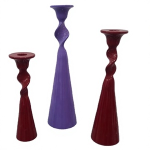 Fancy OEM Supported Powder Coated Finish Candlestick Holder in Purple and <b>Red</b> Color for Home Garden Decoration - Product Image 1