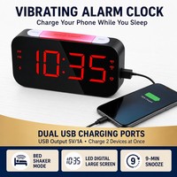 Nouvelle Table de Bureau Multifonctionnelle avec Réveil Numérique, Vibrations de Lit, 2 Ports USB de Charge, Alarme Puissante, Fonction Snooze et Personnalisation
