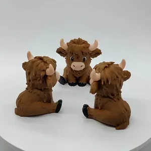 Figura Decorativa <span class=keywords><strong>de</strong></span> <span class=keywords><strong>Vaca</strong></span> Highland Sentada, Impresa en 3D, <span class=keywords><strong>de</strong></span> 2.32 Pulgadas, Ecológica, Pequeña, para Interiores y Exteriores, Segura para Niños - Product Image 5