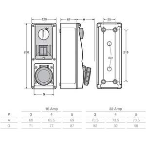 Prise verticale emboîtable Rosi 32A 2P+T bleue IP67 avec porte-fusible en ABS - Product Image 2