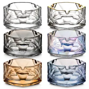 Modern Hexagon Glass Ashtray Bar Desktop Tabletop Decoration Cigarettes Ashtray Holder