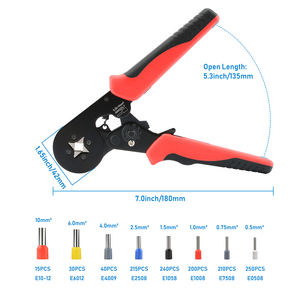 HSC8 6-4 <span class=keywords><strong>Herramienta</strong></span> de crimpado de terminales tubulares autoajustable 23-7AWG, kit de herramientas de crimpado, alicate crimpador de férula con trinquete - Product Image 4