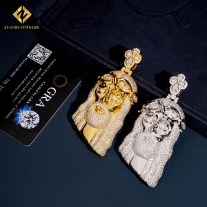 Nuevo Colgante de Moissanita VVS de Moda, Chapado en Oro, Plata de Ley 925, Colgante de Jesús con Incrustaciones de Moissanita Estilo Hip Hop, Certificado GRA - Product Image 3