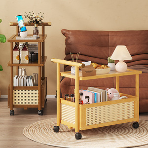Chariot et support <span class=keywords><strong>à</strong></span> collation <span class=keywords><strong>à</strong></span> <span class=keywords><strong>roulettes</strong></span> de style antique moderne et durable Petite armoire de salon pour meubles de maison pour canapé et lit - Product Image 2