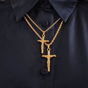 고품질 스테인레스 스틸 남성 보석 사용자 정의 PVD 금도금 24k 예수 목걸이 커브 체인 패션 십자가 십자가 목걸이 - Product Image 2