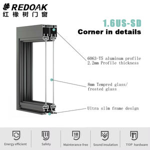 REDOAKパーティションスライディングドアキッチンリビングルームスライディングガラスドアパーゴラアルミニウム引き戸キット - Product Image 2
