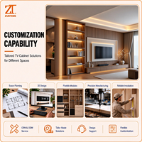Meuble TV au design bois moderne, solution de rangement personnalisée, aménagement flexible, pour projet de salon de villa, support usine