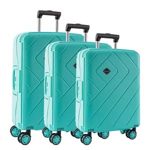 हॉट सेलिंग पीप ट्रैवल के लिए 3 टुकड़ों पर ट्राली सामान सेट, स्पिनर ने सस्ते सामान के साथ पहिए गए सूटकेस