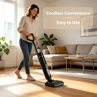 Aspirateur Laveur de Sols Sans Fil Portable, Nettoyage des Bords à 180 Degrés, Zéro Espacement, Auto-Nettoyage à un Bouton, Humide et Sec