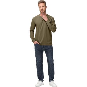 T-shirt à manches longues pour homme FOXA, col rond, 100% coton, respirant, uni - Product Image 4