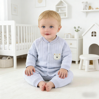 Kaka Bear Combinaison imperméable en coton pour bébé, manches longues, douce et confortable, combinaison une pièce pour nouveau-né, tenue unisexe pour nourrissons de 0 à 12 mois
