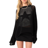 Pull-over tricoté personnalisé de haute qualité 7GG pour ordinateur Y2K pull en maille tricots en filet voyant des étoiles pull-over à point ouvert pour femmes
