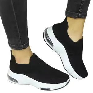 Fly-woven Breathable Ladies Slip on Casual Shoes Shock Absorbing Women Sport Running Sneaker Walking Style Shoes