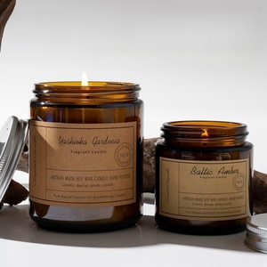 Venta al por mayor de lujo marrón vidrio perfumado cera de soja velas tarros con tapa decoración del hogar fragancia para vacaciones Diwali <span class=keywords><strong>bares</strong></span> Día del Padre - Product Image 1
