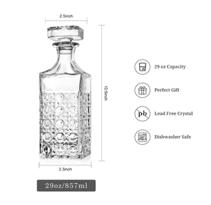 דיקנטר ויסקי קריסטל עם פקק זכוכית למשקאות חריפים, יין, בורבון, וודקה, ברנדי או בקבוק שטיפת פה - Product Image 2