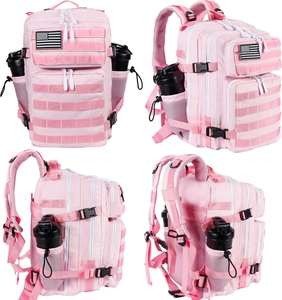 Sac à dos tactique en denim pour homme et femme, 25L/35L, avec fermeture à glissière, porte-bouteille, sangle MOLLE - Product Image 2