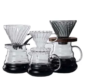 Conjunto de café caseiro borosilicate, conjunto de vidro resistente ao calor feita à mão para café, chaleira, caneca, servidor de café