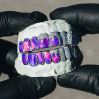 Grilles dentaires personnalisées en or massif 10K 14K 18K avec diamants de laboratoire Moissanite D VVS et opale, argent S925