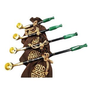 Sac à tabac sec traditionnel à l'ancienne et tige Embouchure en laiton et agate Pot à sac en coton compact avec design compact - Product Image 4