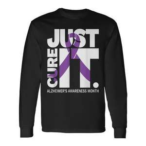 T-shirt à manches longues Just Cure It Alzheimer's Awareness, design ruban violet - Product Image 1