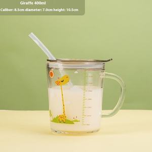 Stock d'usine direct-tasse de paille en verre à double échelle portable pour enfants conception de dessin animé mignon flux bouillant verres à boire quotidiens - Product Image 4