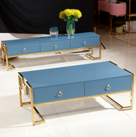 Luxe moderne Design nordique Rectangle miroir dessus en verre support TV Offre Spéciale tube en métal Table basse maison salon chambre utilisation