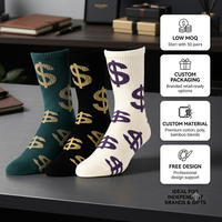 Chaussettes fantaisie personnalisées à impression intégrale, motif dollar, chaussettes décontractées amusantes, vente en gros, chaussettes personnalisées en boîte cadeau