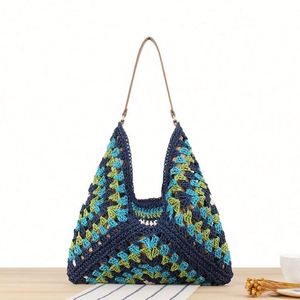 Women's Summer Fashion Straw Shoulder Handbag Popular Large Capacity Woven Tote Bag for Holidays - Product Image 4
