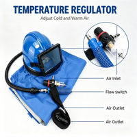 Kit complet de casque de sécurité pour sablage Born Machinery avec visière double couche, tuyau d'air de 1200 mm et régulateur réglable