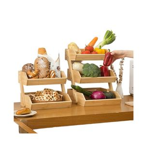 Étagère de rangement multifonctionnelle en bambou pour cuisine domestique, panier égouttoir à un niveau pour épices, collations, fruits et légumes, idéal pour la maison - Product Image 2