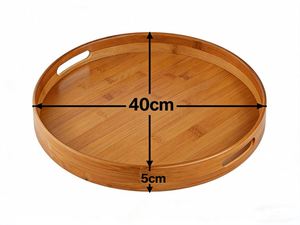 Bandeja Redonda de Bambú Natural con Asas, Borde Elevado, para Desayuno y Café, para Hogar, Hotel, Restaurante, Venta al por Mayor, Personalizable - Product Image 6