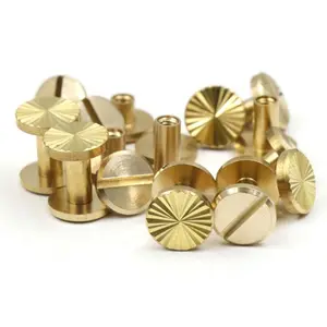 Custom Slotted Flat Head Brass Knurled Chicago Screws For Luggage Belt
