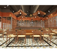 Design d'intérieur de restaurant nordique, ensemble de meubles de café minimaliste, ensemble de table et de chaises sur mesure pour restaurant