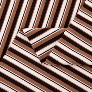 Tissu tricoté extensible doux et ajusté, rayé multicolore, teint en fil, mélange polyester-spandex pour cols roulés et leggings élégants et chauds - Product Image 3