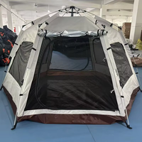 Tente de camping hexagonale extérieure à une chambre, grande, multi-personnes, quatre saisons, imperméable, en tissu Oxford, pliable et entièrement portable