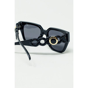 Occhiali da Sole Geometrici Spessi Neri con Lenti Nere - Product Image 3