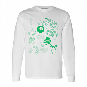 T-shirt a maniche lunghe estetica Lucky Icons per il giorno di San Patrizio - Product Image 2