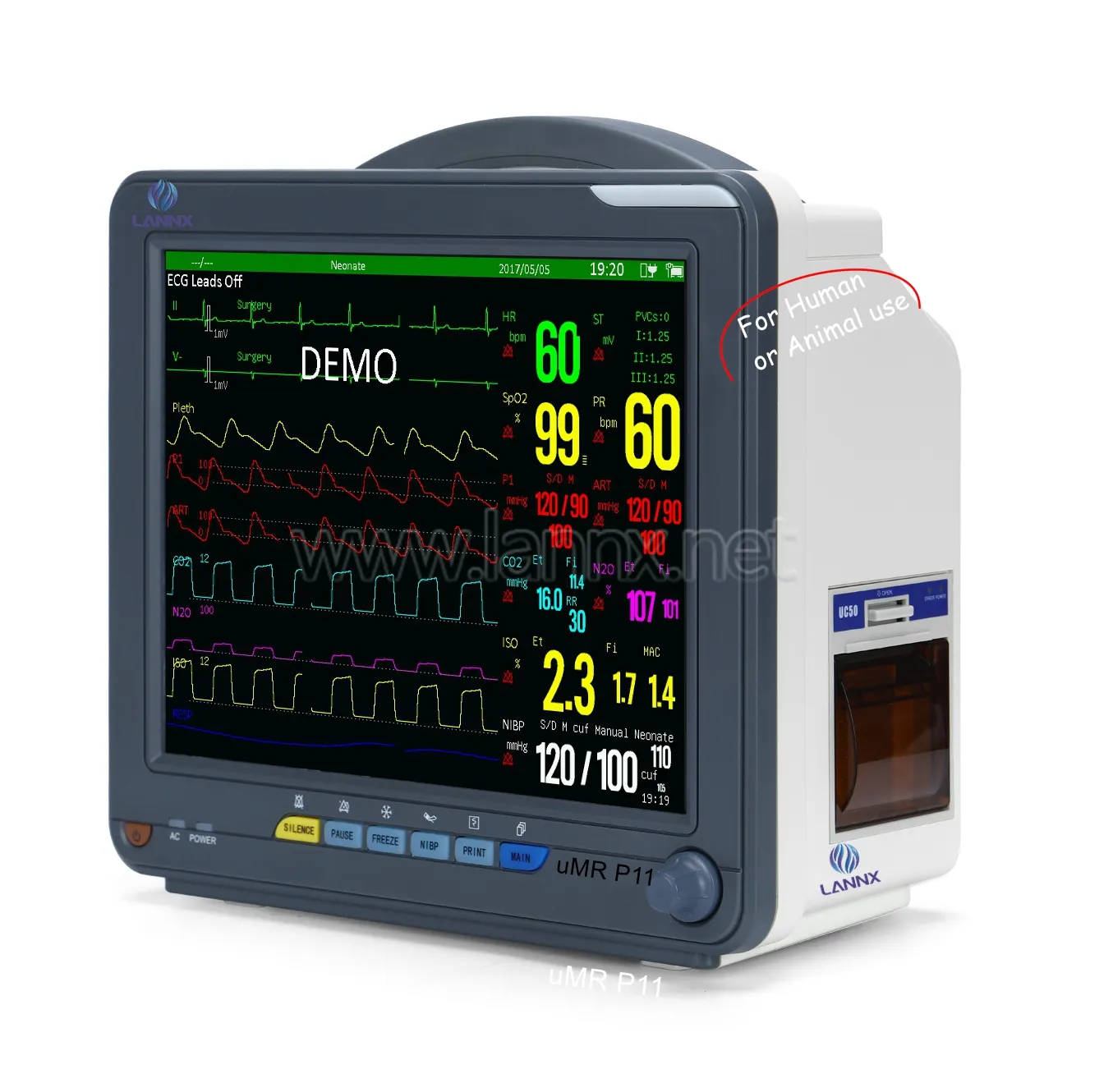 Monitor de signos vitales para uso en animales o humanos, instrumento de tonificación ortable para uso veterinario