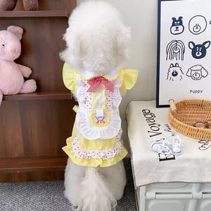 Dog <b>Princess</b> Dress Yellow Red Dots Lolita Style Summer Breathable Skirt Small Pet <b>Clothes</b> - Product Image 2