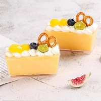 Gobelet à dessert rectangulaire trapézoïdal transparent en PS de qualité alimentaire 150 ml 5 oz, portion individuelle, mousse, tiramisu, pudding, buffet, traiteur