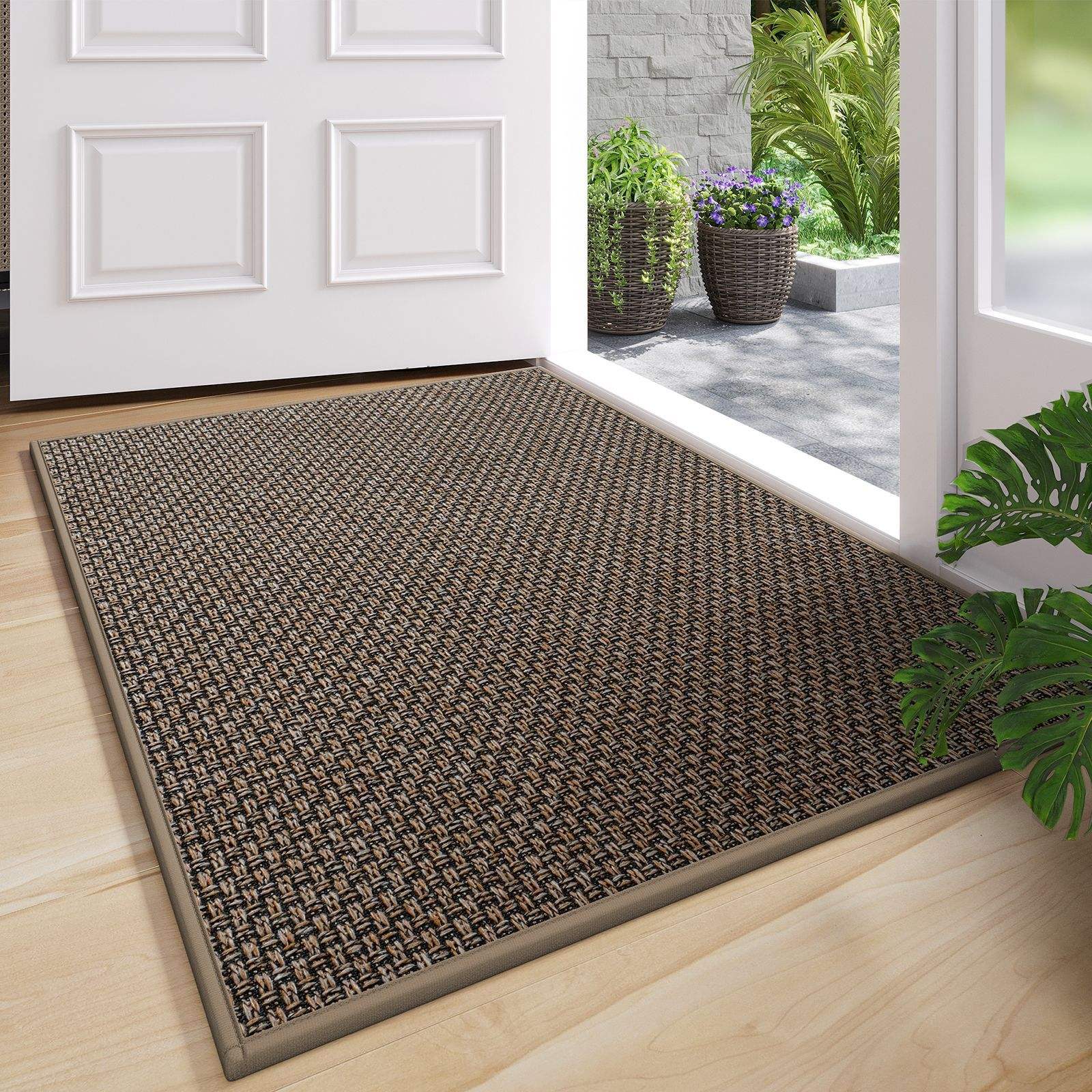 Semelle en caoutchouc à motif quadrillé - marron