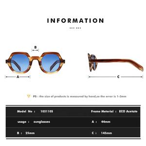 Gafas de Sol Redondas Retro de Alta Calidad con Logotipo Personalizado, Lentes de Acetato <span class=keywords><strong>BIO</strong></span>, Gafas de Sol Polarizadas, Zonnebril - Product Image 3
