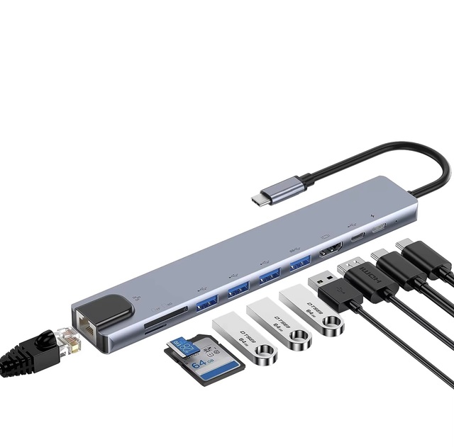 Hot Sale 10 Port USB C Hub Multiport Adapter 4K HDTV 100M LAN 100W Power Delivery Docking Station