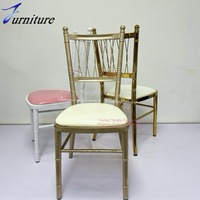 Ensemble de mobilier d'hôtel en aluminium chromé de luxe durable pour la vente en gros, chaises Chiavari à dossier croisé pour hôpital, extérieur, mariage, banquet