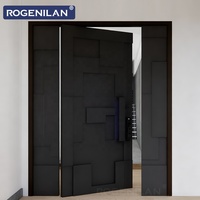 Porta d'Ingresso Moderna in Alluminio Rogenilan, Porta di Sicurezza Antieffrazione con Intaglio 3D per Villa