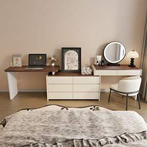 Italian Style Solid Wood Dressing Table With Storage Bedside Cabinet Computer Desk <b>For</b> Bedroom Adult Use - Product Image 3