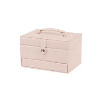 Boîte à bijoux à trois étages avec logo personnalisé, boîte de rangement multifonctionnelle en cuir PU de luxe léger, grande capacité
