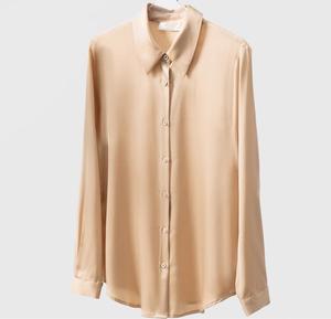 Nueva camisa informal de seda de manga larga para mujer, 19mm, elástica, doble <span class=keywords><strong>Joe</strong></span>, decoración de botones versátiles para el trabajo, verano sólido - Product Image 6