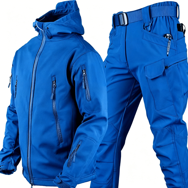 Custom Logo Outdoor Men's Autumn  Winter Windproof  Fleece Warm Suit Keeping Suit Hunting Clothes Tactical Soft Shell Uniform